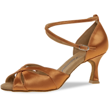 Lade das Bild in den Galerie-Viewer, Lateintanzschuh in dark tan Satin - Diamant
